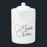 Professional minimalist modern handwriting name teapot<br><div class="desc">A great design with calligraphy letters on a white background. You will draw all the attention to yourself. Your name in bold and its direction will surprise everyone in an instant.</div>