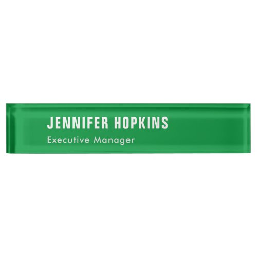 Professional minimalist modern kelly green desk name plate