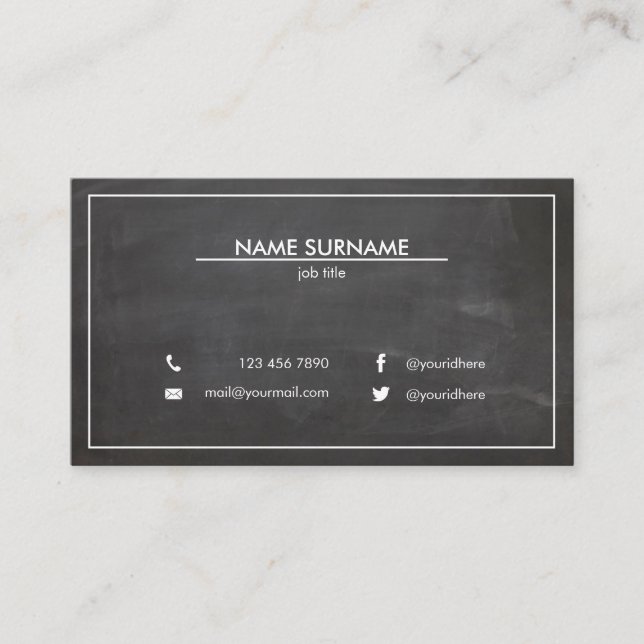 Professional Minimalist Modern Layout Chalkboard Business Card (Front)