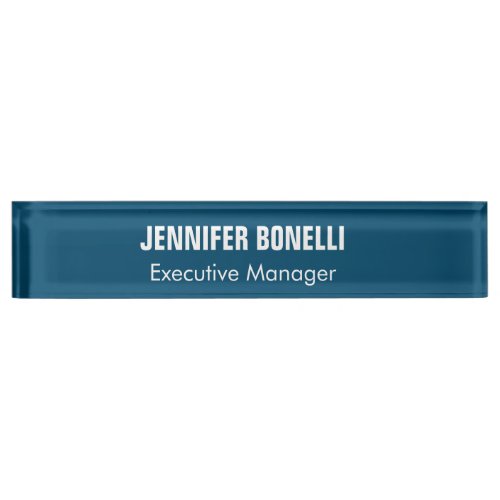 Professional minimalist modern ocean blue color desk name plate