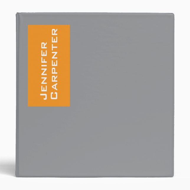 Professional minimalist modern orange grey 3 ring binder (Front)