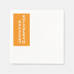 Professional minimalist modern orange white napkins