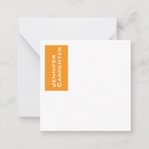 Professional minimalist modern orange white note card