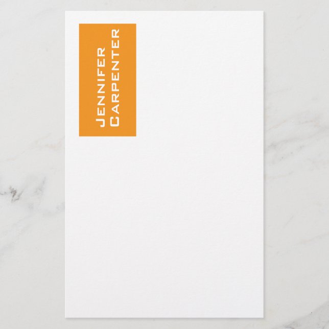 Professional minimalist modern orange white stationery (Front)