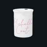 Professional minimalist modern pink white add name beverage pitcher<br><div class="desc">A great design with calligraphy letters on a white background. You will draw all the attention to yourself. Your name in bold and its direction will surprise everyone in an instant.</div>