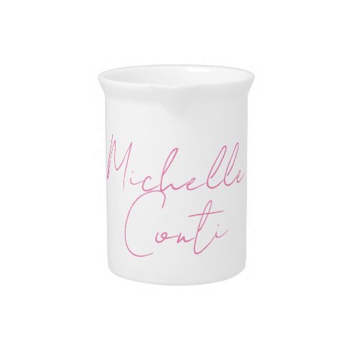Professional minimalist modern pink white add name beverage pitcher