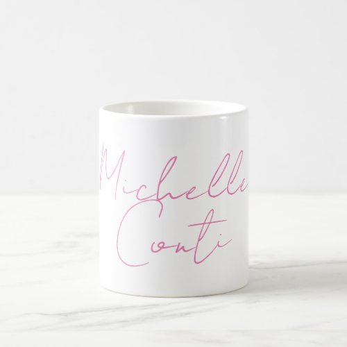 Professional minimalist modern pink white add name coffee mug