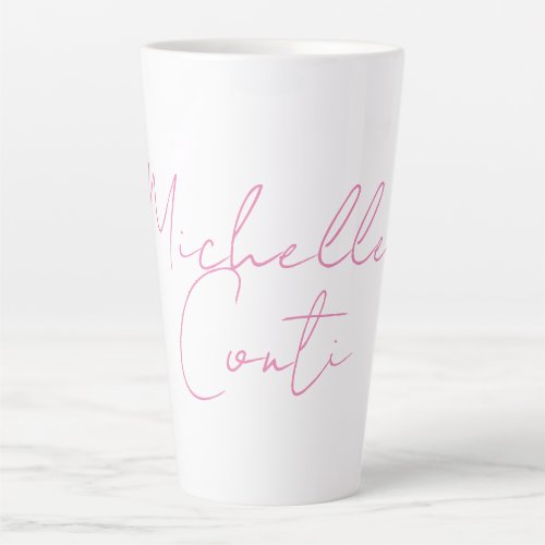 Professional minimalist modern pink white add name latte mug