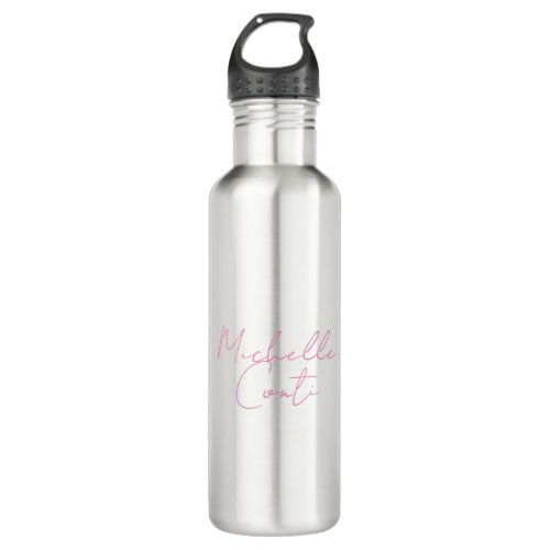 Professional minimalist modern pink white add name stainless steel water bottle