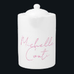 Professional minimalist modern pink white add name teapot<br><div class="desc">A great design with calligraphy letters on a white background. You will draw all the attention to yourself. Your name in bold and its direction will surprise everyone in an instant.</div>