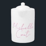 Professional minimalist modern pink white add name teapot<br><div class="desc">A great design with calligraphy letters on a white background. You will draw all the attention to yourself. Your name in bold and its direction will surprise everyone in an instant.</div>