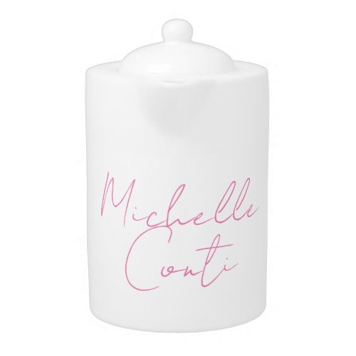 Professional minimalist modern pink white add name teapot