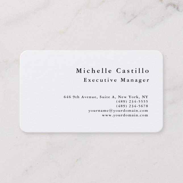 Professional Minimalist Modern Plain Black White Business Card (Front)