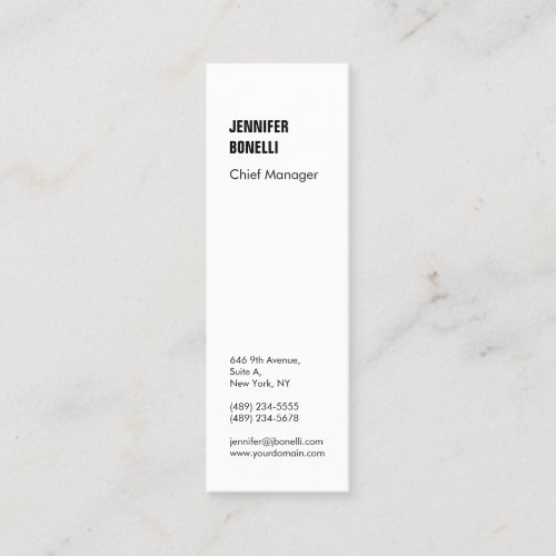 Professional minimalist modern plain black white mini business card