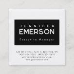 Professional minimalist modern plain black white square business card