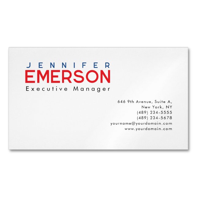 Professional minimalist modern plain  business card magnet (Front)