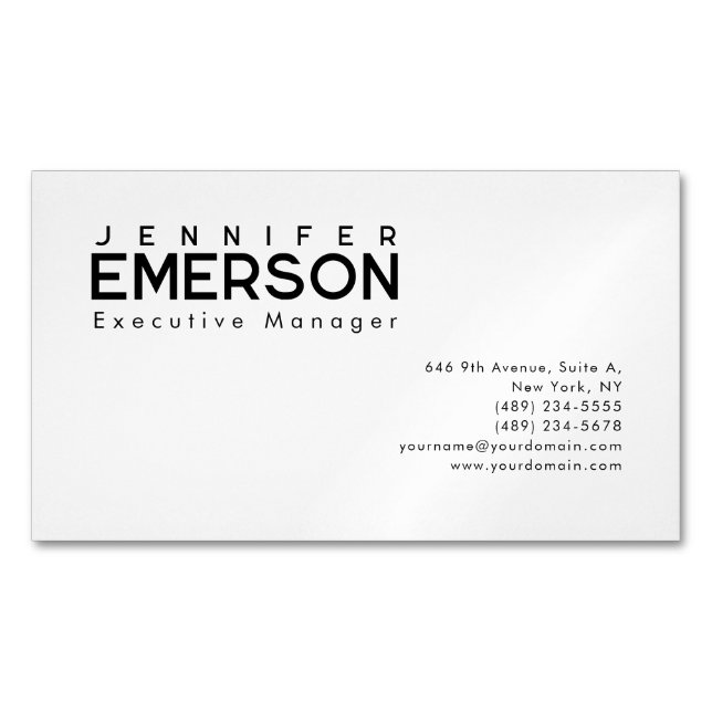 Professional minimalist modern plain  business card magnet (Front)
