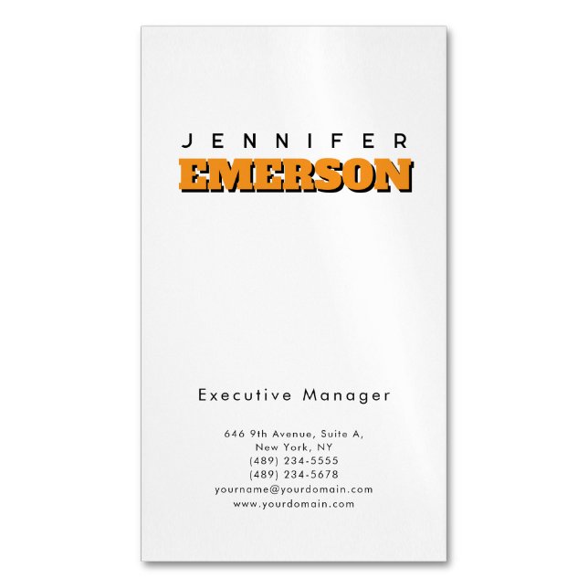 Professional minimalist modern plain  business card magnet (Front Vertical)