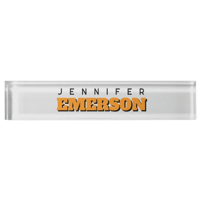 Professional minimalist modern plain  desk name plate (Front)