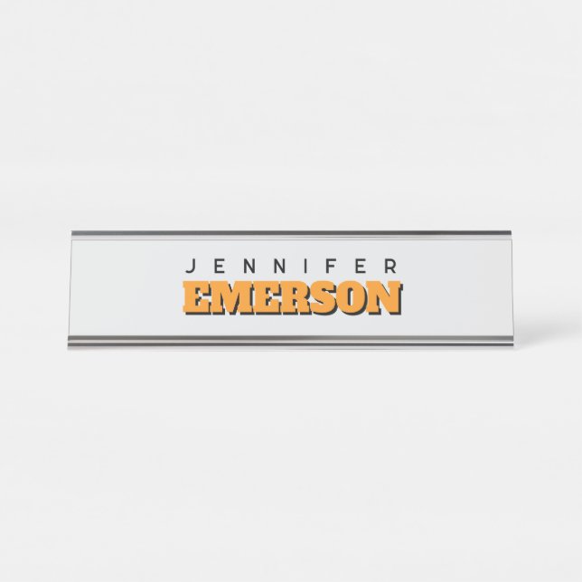 Professional minimalist modern plain  desk name plate (Front)