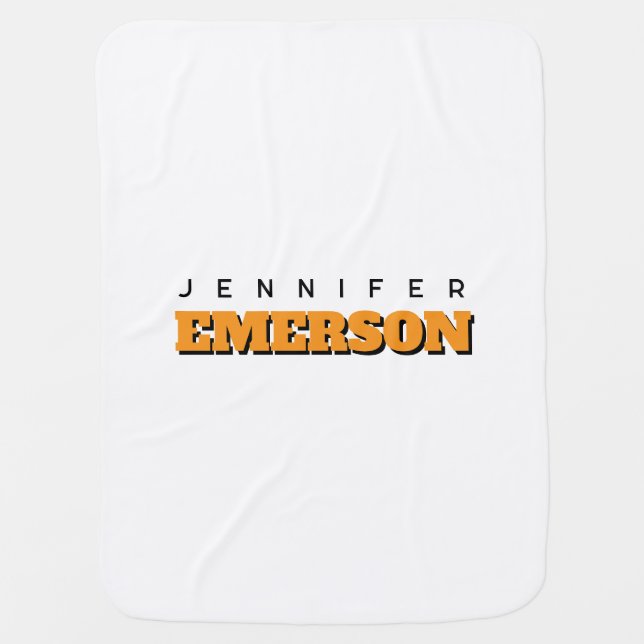Professional minimalist modern plain name baby blanket (Front)