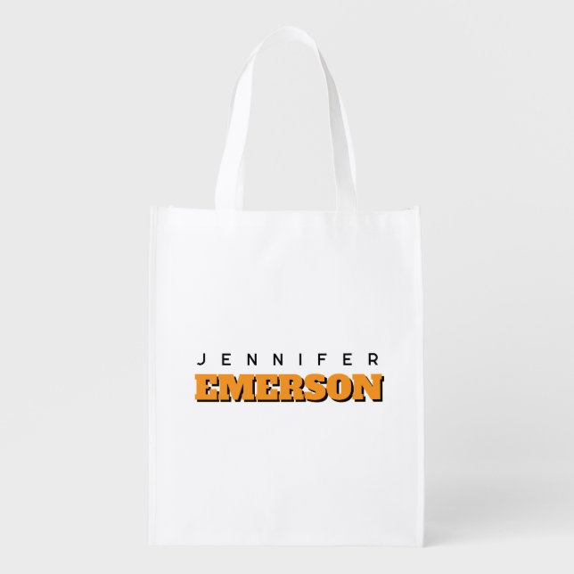 Professional minimalist modern plain name grocery bag (Front)