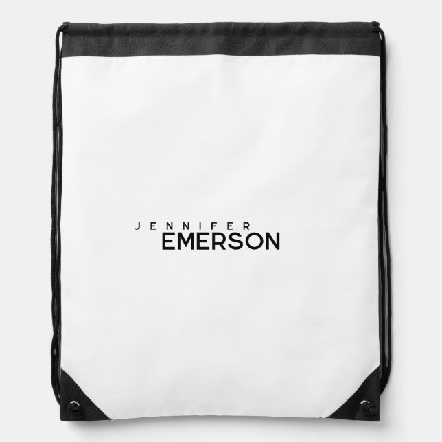 Professional minimalist modern plain your name drawstring bag (Front)