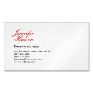 Professional minimalist modern red calligraphy business card magnet