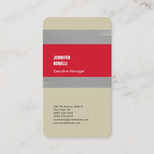 Professional minimalist modern red grey plain business card