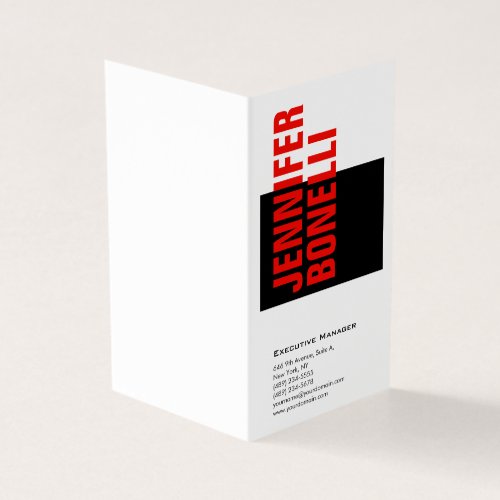 Professional minimalist modern red white black business card