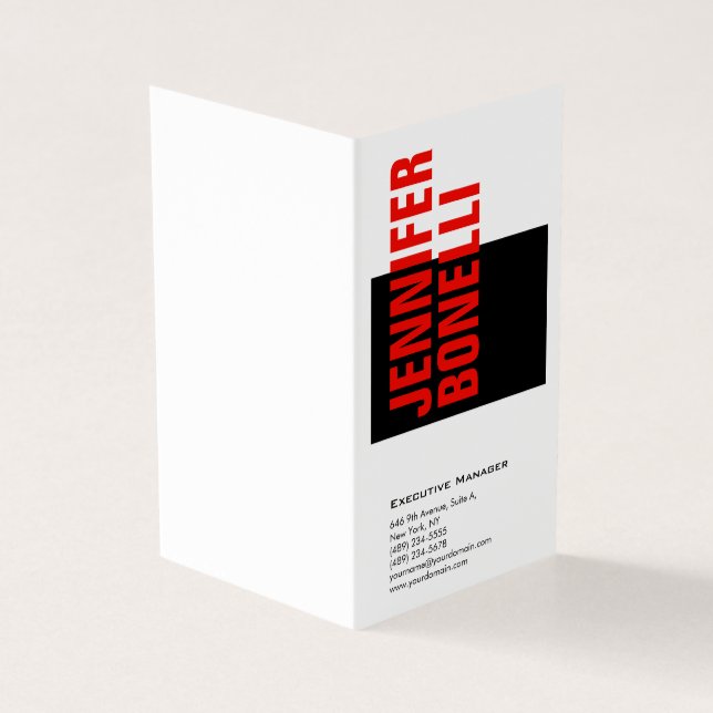 Professional minimalist modern red white black business card (Outside)
