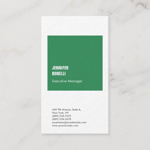 Professional minimalist modern sea green white business card