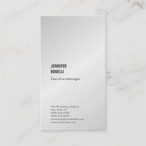 Professional minimalist modern silver grey business card