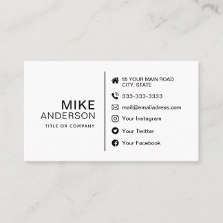 professional minimalist modern social media icon b business card