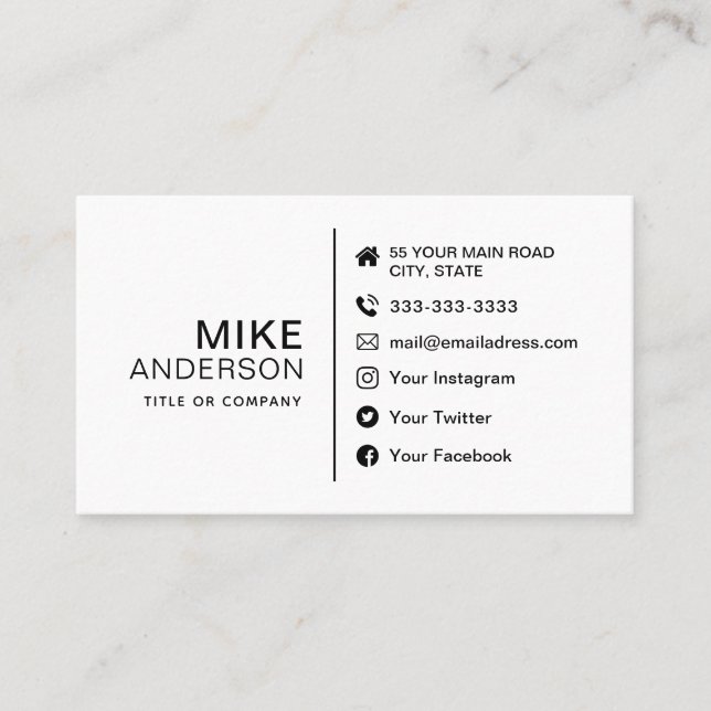professional minimalist modern social media icon b business card (Front)