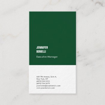 Professional Minimalist Modern Thick Green White Business Card by hizli_art at Zazzle