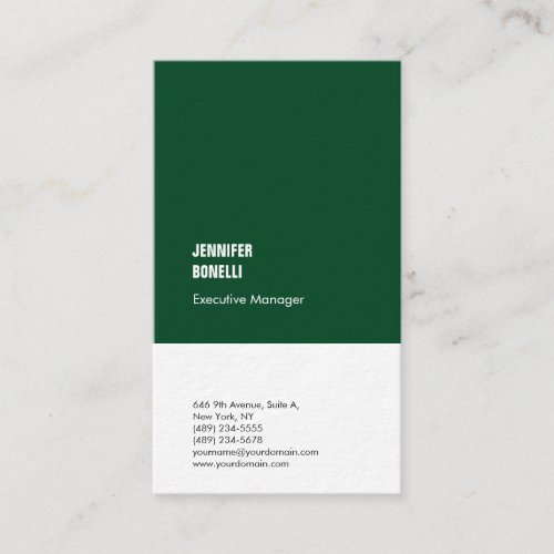 Professional minimalist modern thick green white business card