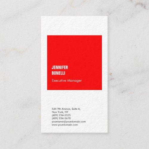 Professional minimalist modern thick red white business card