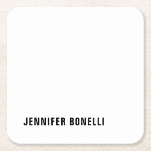 Professional minimalist modern trendy name square paper coaster