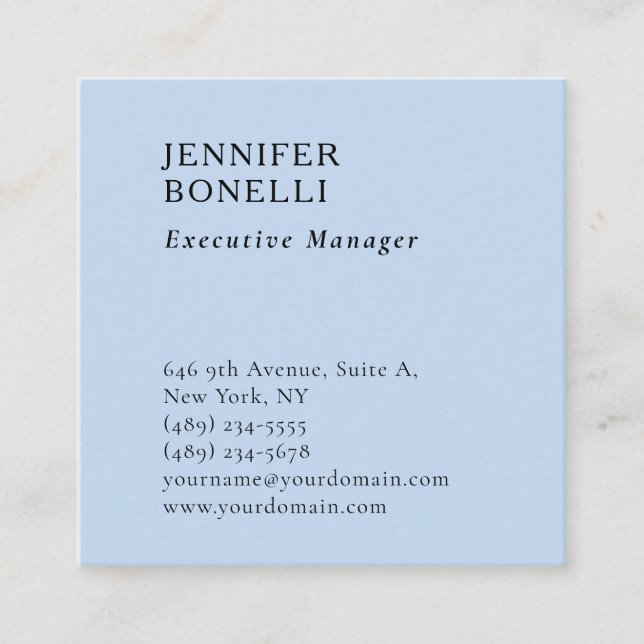 Professional minimalist modern trendy pale blue enclosure card (Front)