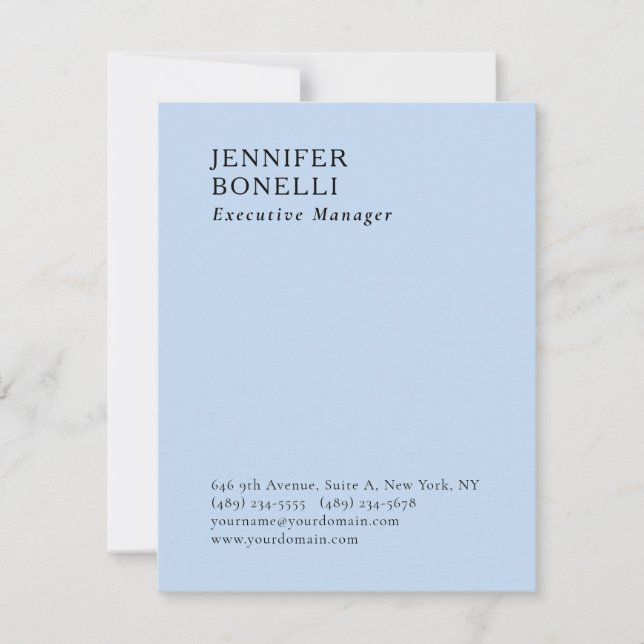 Professional minimalist modern trendy pale blue note card (Front)