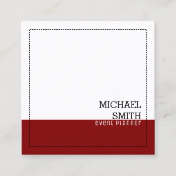 Professional Minimalist Modern White Maroon Square Business Card by nhanyi at Zazzle