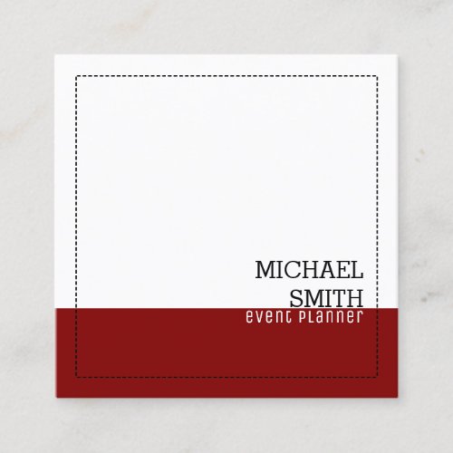 Professional Minimalist Modern White Maroon Square Business Card