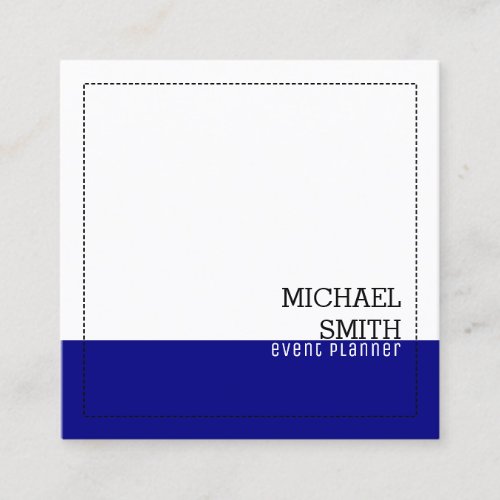 Professional Minimalist Modern White Navy Square Business Card