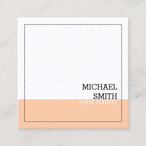 Professional Minimalist Modern White Peach Square Business Card