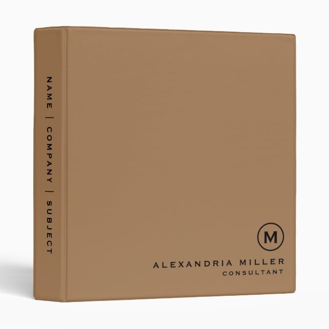 Professional Minimalist Monogram 3 Ring Binder (Front/Spine)