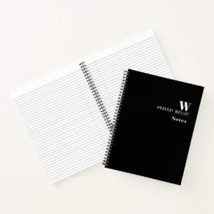 Professional Minimalist Monogram Black Notebook
