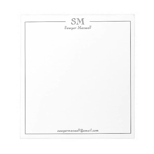 Professional Minimalist Monogram Name Business Notepad