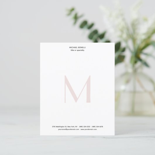 Professional Minimalist Monogrammed Paper Sheet (Standing Front)
