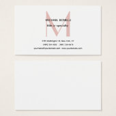 Professional Minimalist Monogrammed Profile Card (Front & Back)